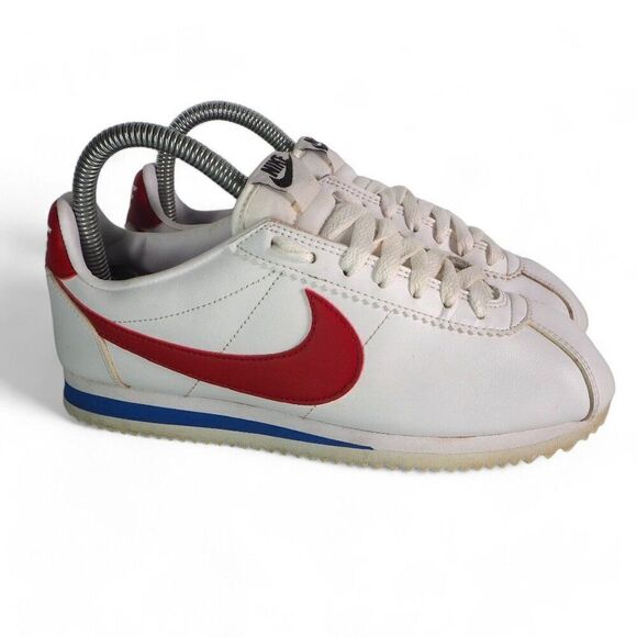 Nike Classic Cortez Leather 'White Red' Casual Sneakers 807471-103 Women's 7 - Picture 4 of 11